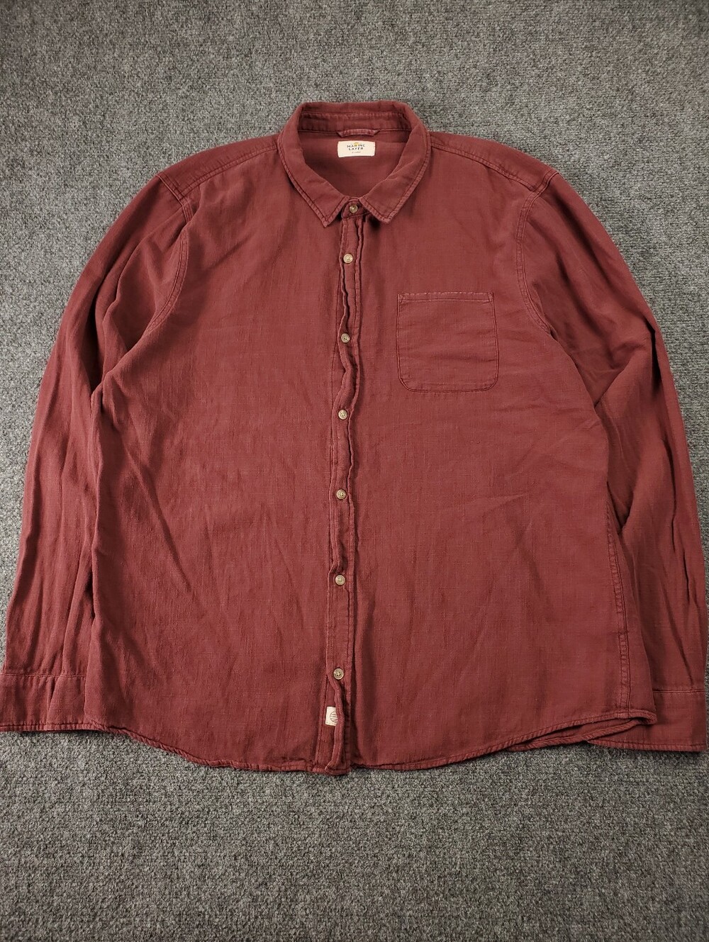 Marine Layer Selvedge Shirt XL Long Sleeve Button Up Terracotta Red 100% Cotton - Picture 2 of 11